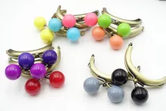 0405 がま口 口金 ハンドメイド 手芸 金属 パーツ ブロンズ 大玉 ガラス玉 幅約6.5cm 10個セット 資材 手作り 材料 素材 作製 財布 印鑑ケース 小銭入れ 大きめ バッグ 丸形 裁縫 ガラス ゲンコ 専門 送料無料