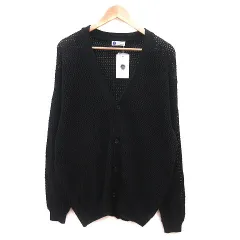 B&Y ユナイテッドアローズ BEAUTY&YOUTH ビューティー&ユース カーディガン ニット 透かし編み 長袖 L 黒 ブラック /MS