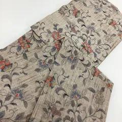 小千谷紬 正絹 花唐草に幾何学模様 広衿 袷 着物T-3089 楽天市場】【中古】 すごい値！ 小千谷紬 リサイクル 着物 袷 縮