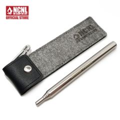 NCNL 火吹き棒 ひふきぼう ふいご ポケットサイズ 小型 軽量 伸縮式 6段階 ソロキャンプ アウトドア用品 キャンプ用品 カラビナ 収納ケース付き (グレー)