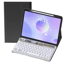 新品 iPad Air 11 インチ2025(M3)/2024(M2)/Air 第5/4世代 2022/2020 10.9インチ/Pro 11 キーボードケース 7色バックライト搭載 ペンシル収納可能 可愛い透明キーボード付きケース 分離式カラーキーボード 軽