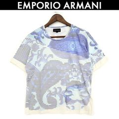 エンポリオアルマーニ グラフィックプリント  Tシャツ 半袖 ショートスリーブ EMPORIO ARMANI メンズ ブルー サイズ M  コンディション B