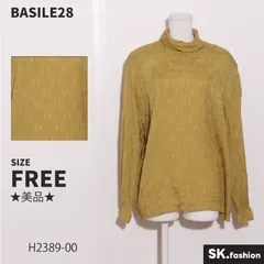★美品★ BASILE28 バジーレ28 トップス　ブラウス　長袖　総柄　タートルネック　ボタン付き 　マスタードイエロー　 【H2389-00】 送料無料　古着　レディースのサムネイル