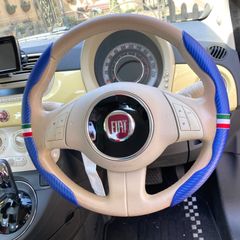 No.528 FIAT500 ステアリングカバー　ブルー