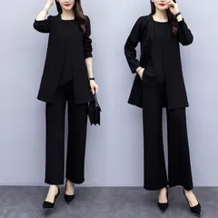 カジュアルフォーマル OL通勤 パンツスーツ３点セット