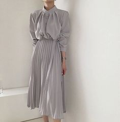 シャツワンピース レディース 春 ロングワンピース ハイネック 長袖 ウエストマーク ワンピース マキシ丈 ロング丈 Aライン シャツワンピ 