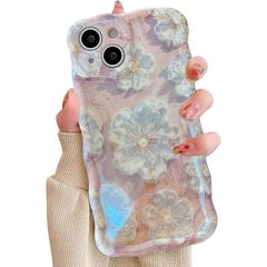 QLTYPRI iPhone 11ケースTPUカバー おしゃれ 韓国 可愛い 花柄 ウェーブ 薄型 軽量 耐衝撃 スマホケース ワイヤレス充電対応 ストラップホール付き アイフォン11 ケース 6.1インチ 対応 - ピンク #2 1