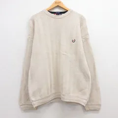XL/古着 ラルフローレン チャップス 長袖 ブランド セーター メンズ 90s ワンポイントロゴ 手織り ヘリンボーン 大きいサイズ コットン ク