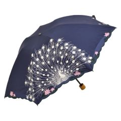 シノワズリーモダン孔雀刺繍ミニ折りたたみ晴雨兼用日傘
