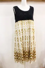 ☆ScoLar/スカラー 切替ノースリーブワンピース sizeM レディース レース 刺繍 かぎ針編み 花柄 古着 used☆