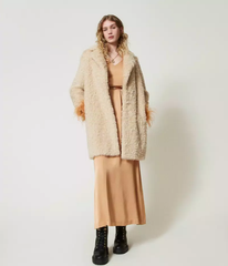 【未使用・新品】【公式正規取扱い】TWINSET(ツインセット) フェイクファーコート アストラカン風 エコファー