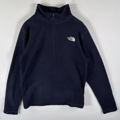 古着 ザ・ノースフェイス THE NORTH FACE フリースジャケット ハーフジップ トレーナー ワンポイントロゴ刺繍 M  ネイビー メンズ