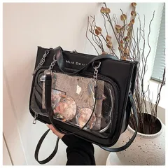 痛バッグ　推し活 　ミニトート　ブラック　ショルダー　２WAY　痛バ　ポケット