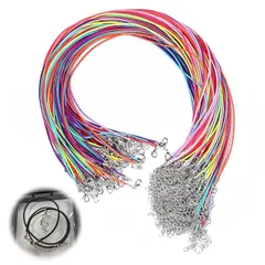 【特価商品】レザー アクセサリー皮紐 チョーカー カラフル 紐 紐 金具付き 合皮 50本セット 革紐 長さ50cm 革ひも カニカン ネックレスチェーン 手芸 チェーン ハンドメイド材料 ネックレス