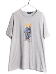 【お得なクーポン配布中!】 ポロベア ポロ ラルフローレン プリント 半袖 Tシャツ メンズ XL / 古着 キャラクター プリントTシャツ シングルステッチ 大きいサイズ 灰