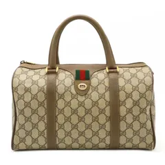 GUCCI グッチ オールドグッチ GGプラス シェリーライン ハンドバッグ ミニボストンバッグ PVC レザー カーキベージュ モカブラウン 116.02.007