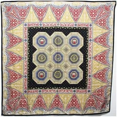 エトロ ウール シルク 大判 ストール ネイビ×マルチカラー 中古