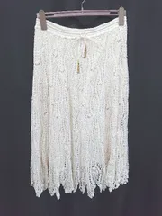 ◇ ⊂ JOURNAL STANDARD relume レース ビーズ刺繍 ロング フレア スカート サイズF ホワイト レディース E  【1506250003888】