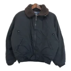 Polo by Ralph Lauren ポロ ラルフローレン B-15 フライトダウンジャケット シープスキンファー ブラック (メンズ L) 中古 古着 R8644