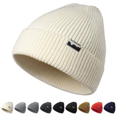 【在庫処分】秋 春 冬 無地 柔らかい スキー 伸縮性 通気性 スノボ 防風 防寒 登山 ボンボン おしゃれ 通勤 ボーダーニット ワッチキャップ メンズ 帽子 ビーニー レディース ニット帽 [rivmount]