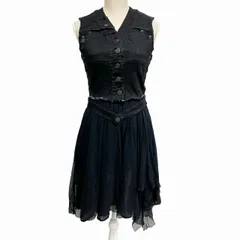 アレキサンダーマックイーン ALEXANDER MCQUEEN ワンピース ひざ丈 デニム切替 ノースリーブ 黒 ブラック 40 約M-Lのサムネイル