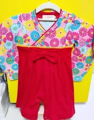 新品未使用　女の子ベビー　袴風花柄カバーオール　80ｃｍ