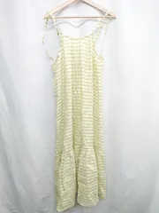 ◇ ⊂Φ w closet ダブルクローゼット チェック柄 ロング キャミワンピース サイズF グリーン イエロー レディース E  【1502060008198】