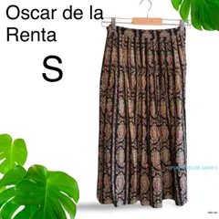 Oscar de la Renta カットワーク刺繍 シルクスカートUS6