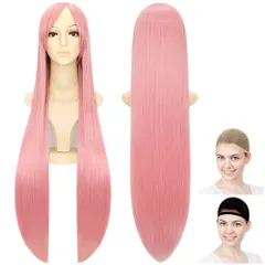 【激安】CaseEden スーパーロングストレート ウィッグ ウィッグネット 2個セット コスチューム用小物 アイシクルピンク 