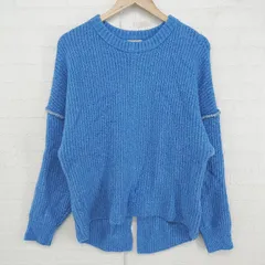 ◇ earth music&ecology 推し色 ステッチ スリット 長袖 ニット セーター サイズF ブルー レディース E  【中古】 【1305250023519】