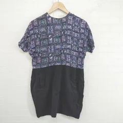 ◇ mother マザー 半袖 ミニ ワンピース サイズS ブラック パープル グリーン系 レディース P  【1302130001650】