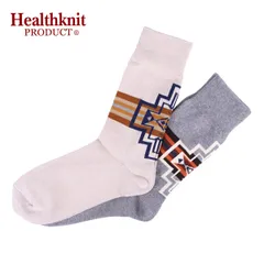 【新品】 Healthknit Product ヘルスニットプロダクト 2P クルーソックス メンズ バックエスニック FREE 25-27cm 靴下 ソックスのサムネイル