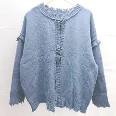 ◇ cepo セポ ボタン　ダメージ加工　ケーブル　起毛 長袖 カーディガン サイズM ブルー系 レディース E  【1303020026647】