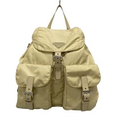 PRADA(プラダ) リュックサック美品  ポーチ付 ミディアム Re-Nylon バックパック 1BZ811 サンドベージュ Re-Nylon レザー