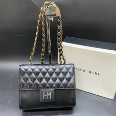 T287 HANAE MORI(ハナエモリ) 本革 チェーンバッグ ショルダーバッグ レディース 黒 レディースバッグ　ブラック　中古　キルティング
