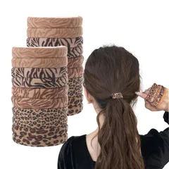 【在庫処分】太め 茶 ヒョウ柄 ヘアアクセ20個セット 直径5cm 太さ 1cm ヘアゴム 大人 ポニーテール 髪ゴム 可愛い レディース shefun 高弾性 跡がつかない 髪 ゴム JP265