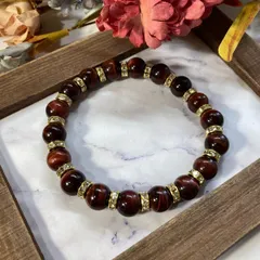 レッドタイガーアイ パワーストーン ブレスレット 天然石 10mm （ゴールド）メンズ・レディース 男性・女性 数珠ブレス 開運  [3]