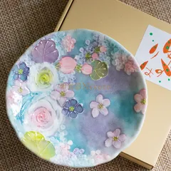 ゆずりは工房　花緑彩　大皿　盛皿 ゆずりは工房 花緑彩 大皿 盛皿 ゆずりは 盛り皿 新品未使用