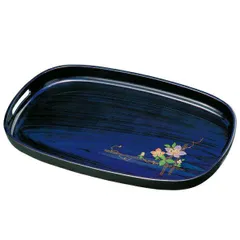 紀州塗り 尺６寸 小判盆 紫雲杢 鉄線(盛絵) お盆 トレー トレイ おぼん 日本製 国産