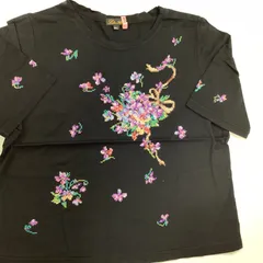 レイクアルスター　LakeAlster クロスステッチビジューデザイン　Tシャツ(M-L) ☆クリーニング済み☆                                   E-S