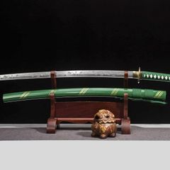 『緑華』 花葉彫刻刀（全長104.5cm）｜高性能マンガン鋼刃・漆鞘｜美術刀剣モデル 居合刀 刀装具 模擬刀 日本刀 模造刀 鑑賞用 OSPLAY 装飾用”“非実戦