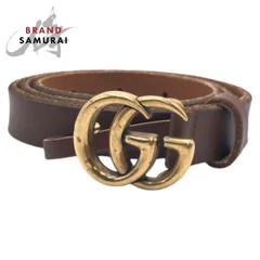 美品　グッチ　ベルト　GG マーモント　493949 ゴールド金具　レザー　箱付 美品 GUCCI グッチ GGマーモント ブラウン ゴールド レザー