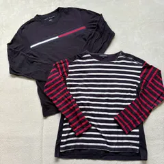 【2点セット】【まとめ売り】TOMMY HILFIGER トミーヒルフィガー メンズ  Sサイズ 長袖 七分袖 Tシャツ ロンT ボーダー 刺繍ロゴ 春物 秋物