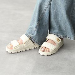 MiuMiu キルティング レザー スライドサンダル マトラッセ ロゴ MIU MIU ミュウミュウ サンダル シューズ スライドサンダル