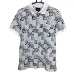 【超美品】パーリーゲイツ 半袖ポロシャツ 白×ネイビー×ライトグレー ロゴ総柄 メンズ 5(L) ゴルフウェア 2024年モデル PEARLY GATES