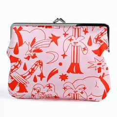 新品 マリメッコ marimekko 小物入れ ポーチ コスメポーチ 化粧ポーチ ペンケース がま口 Aureate Glow プオリカス レッド ピンク 74164 074164 330 北欧雑貨 北欧デザイン【ネコポス】