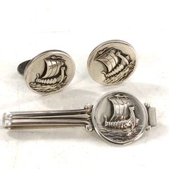 Georg Jensen ジョージジェンセン カフス ネクタイピン シルバー 刻印 925 メンズ アクセサリー 3点セット【PF-24】