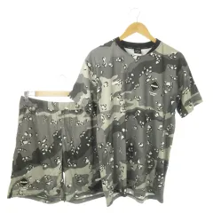 エフシーレアルブリストル F.C.Real Bristol FCRB Camouflage Training Set セットアップ 2点セット 半袖Tシャツ ショートパンツ ストレッチ カモフラ 迷彩柄 星 ロゴ L グレー FCRB-178027