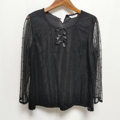 ピンクハウス試着のみ美品とっても素敵なドットシフォンレースブラウス 