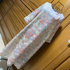 小紋のお着物からオーダーリメイクワンピース　華やかなお花模様